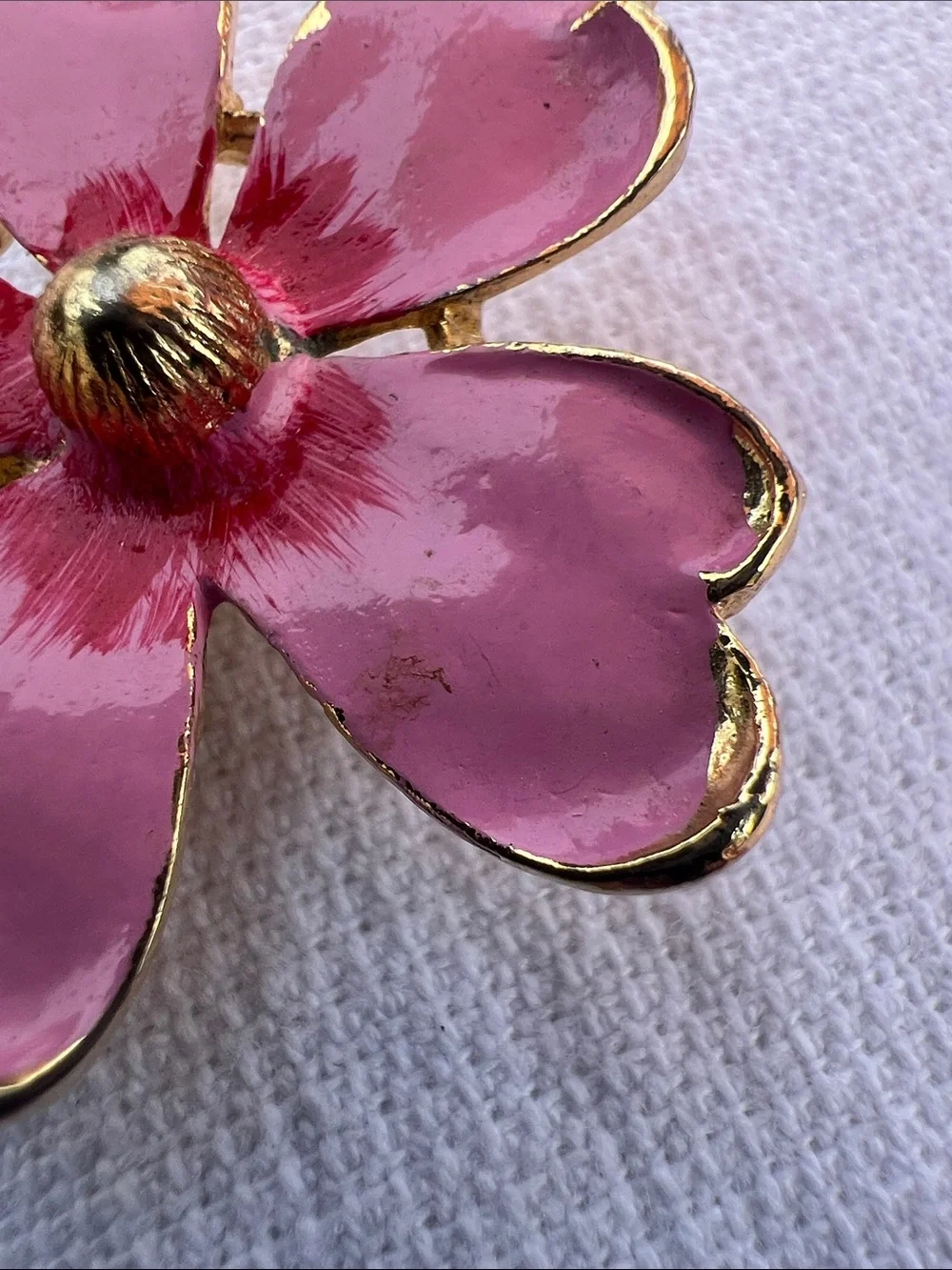 Gerry’s Vintage Pink Enamel Flower Brooch Gold-Tone Jewelry